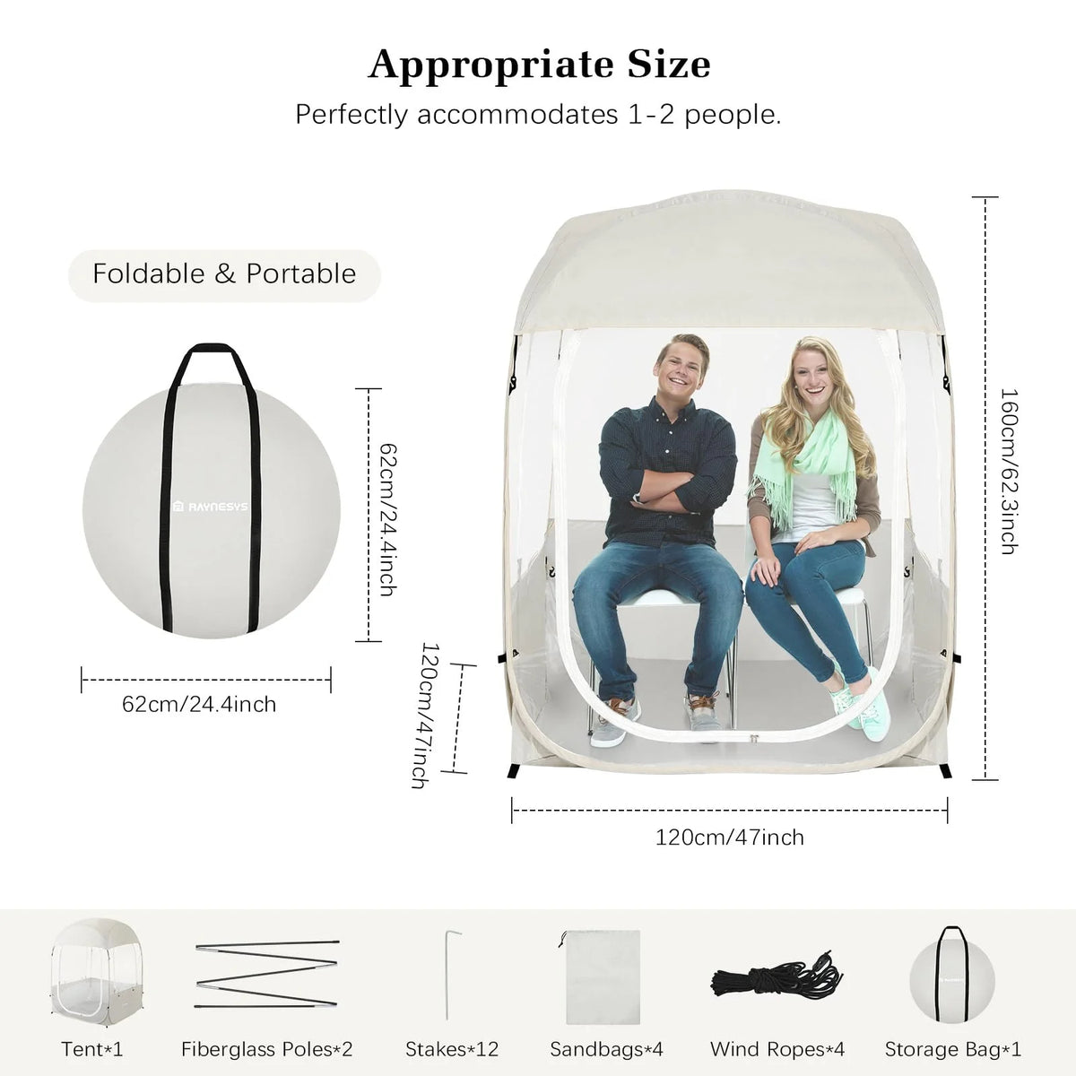 Sports Tent, Instant Weather Proof Clear View Bubble Tent with Carry Bag, Portable & Foldable Pop Up Tents Shelter for Watching Sports Events Camping Fishing