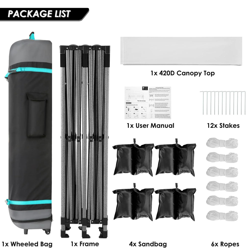 COBIZI 10x15ft Pop up Canopy, Heavy Duty Party Canopy Waterproof Commercial for Outdoor,Black