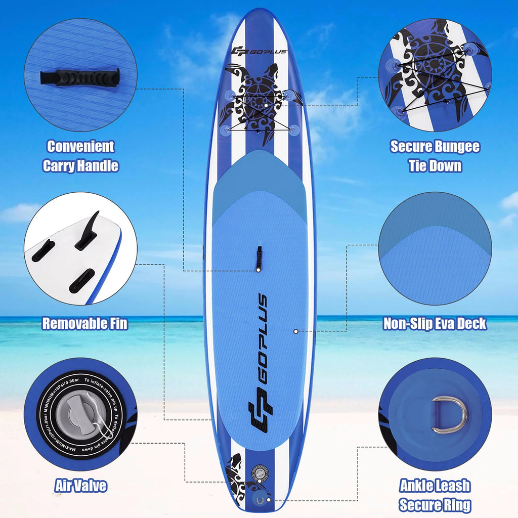 Goplus 11 Inflatable Stand Up Paddle Board SUP W/Carrying Bag Aluminum Paddle Navy
