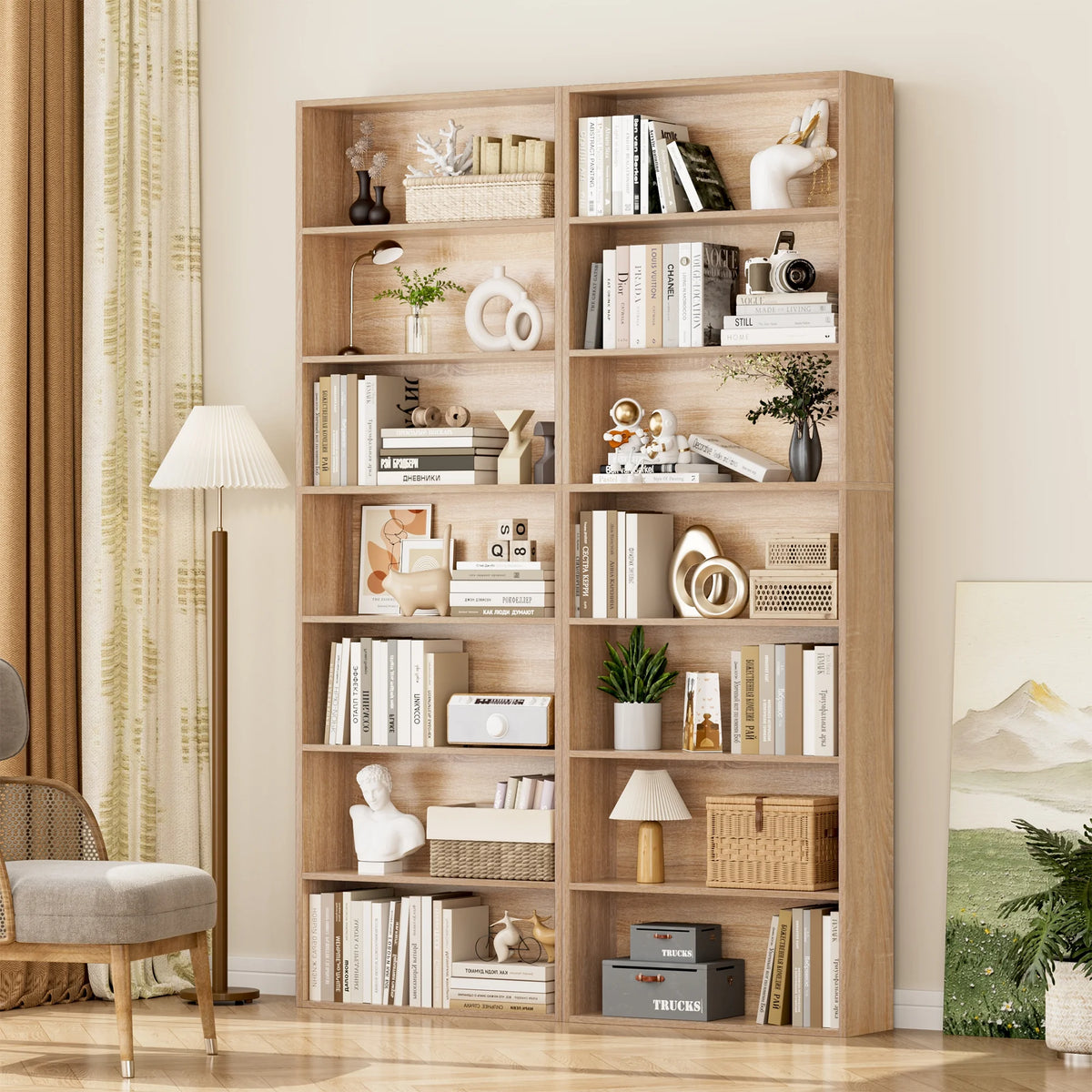 Homfa 82" Tall Bookcases, Freestanding Display Storage Shelves, 7-Tier Open Bookshelf for Home Office Living Room Bedroom, White