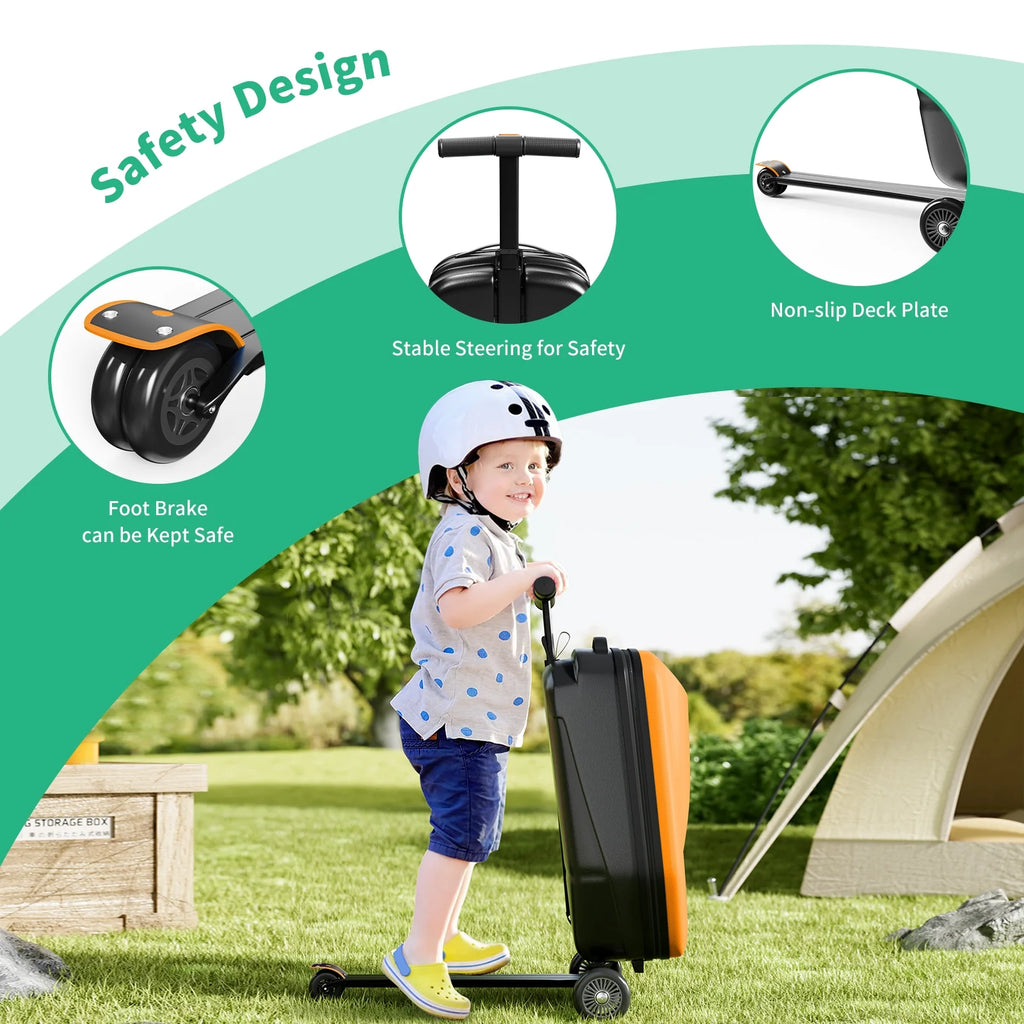 Muhub 2 in 1 Scooter Luggage for Kids and Adult,Foldable Ride on Luggage with Wheels,Light Blue