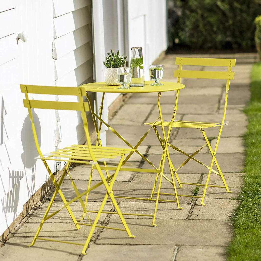 Alin 3 Piece Relaxing Outdoor Furniture Set 2 Handy Chairs With a Round Table - Yellow