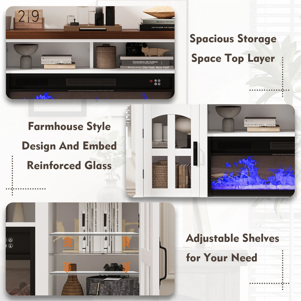 Planntonneo Mid-Century Modern Fluted TV Stand Wooden Media Console Entertainment Center for Living Room, Walnut Color