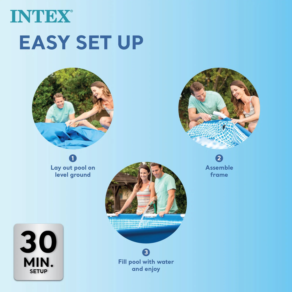 Open Box Intex 8.5'x26" Rectangular Frame Above Ground Backyard Swimming Pool