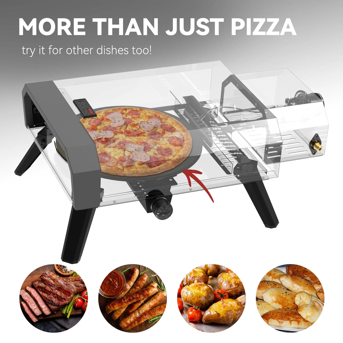 Royal Gourmet GP1301 Portable Gas Pizza Oven with 13-inch Pizza Stone,with Collapsible Legs for Backyard, Outdoor, Handmade Pizza, Black
