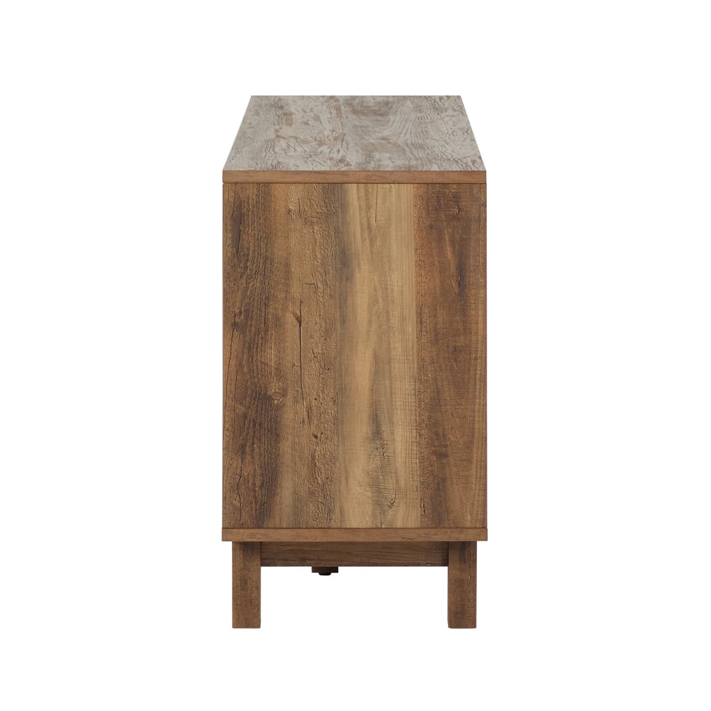 Walker Edison Transitional 2-Door Fireplace TV Stand for TVs up to 65, Reclaimed Barnwood