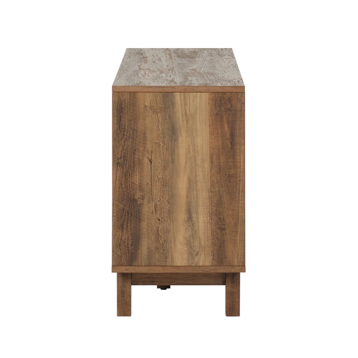 Walker Edison Transitional 2-Door Fireplace TV Stand for TVs up to 65, Reclaimed Barnwood