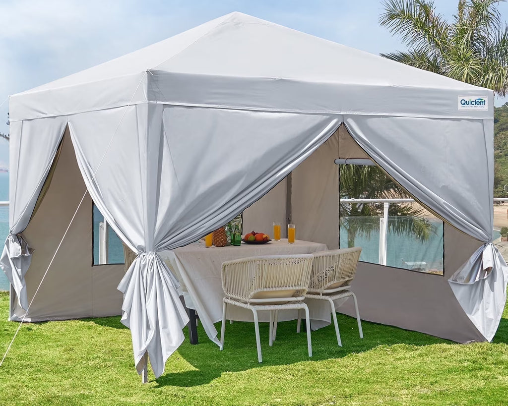 Quictent 8'x8' Pop up Canopy Tent with Sidewalls Instant Outdoor Gazebo Canopy Tent Shelter Enclosed Waterproof, with Wheeled Bag (Pink)