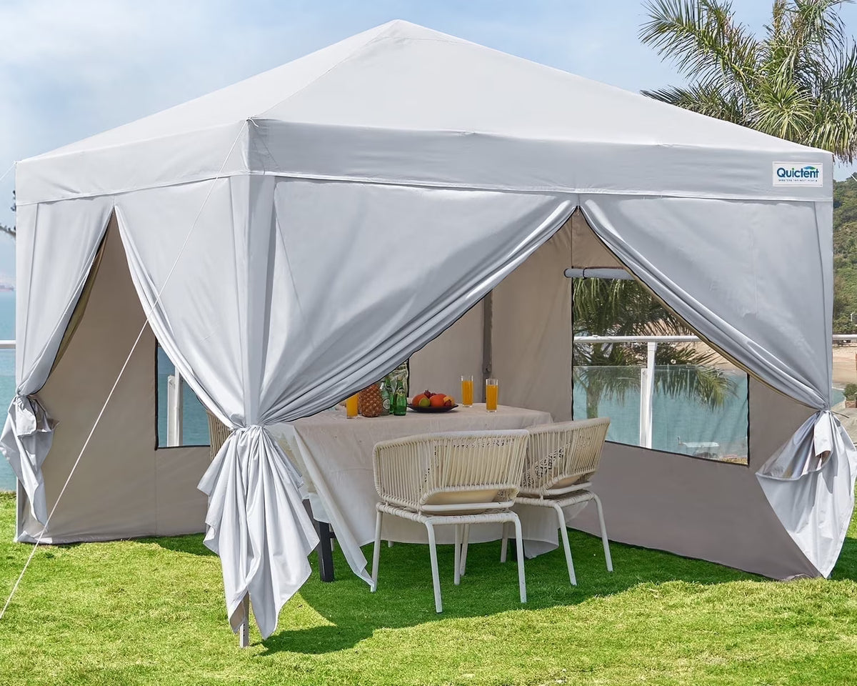Quictent 8'x8' Pop up Canopy Tent with Sidewalls Instant Outdoor Gazebo Canopy Tent Shelter Enclosed Waterproof, with Wheeled Bag (Pink)