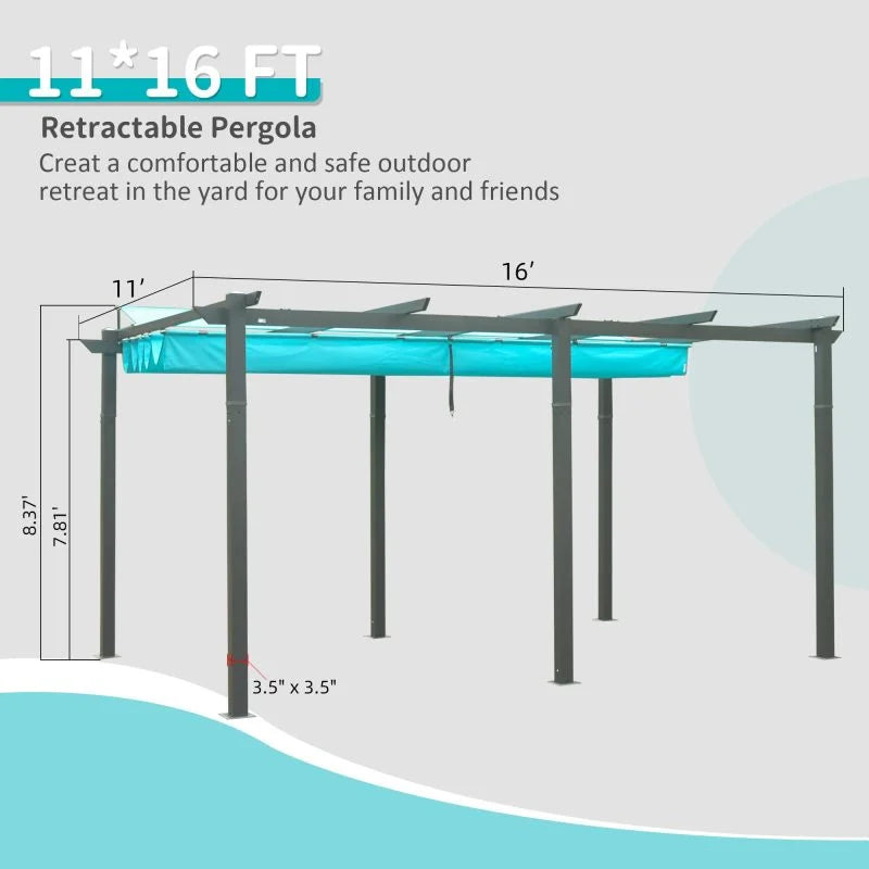 Aluminum Retractable Pergola with Sun Shade Patio Gazebo with Weather-Resistant Canopy for Backyard Deck Garden Grape Trellis Outdoor Pergola, Beige