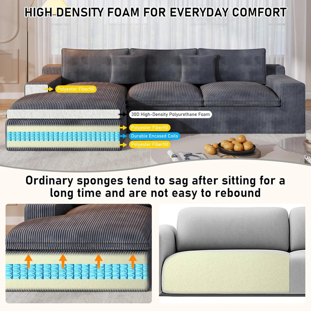 108 Modular Sectional Sofa, Cloud Sectional Couch with Deep Seat, Modern Modular L-Shape Sofa Couch with Chaise,Upholstered Couches for Living Room Bedroom
