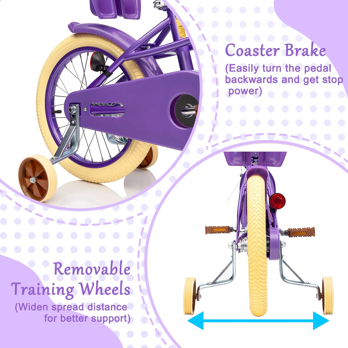 XJD Girls Bike for Toddlers and Kids Ages 2-12 Years Old,12 14 16 Inch Kids Bike with Training Wheels & Basket, 20 Inch Girls Bicycle with Handbrake & Kickstand
