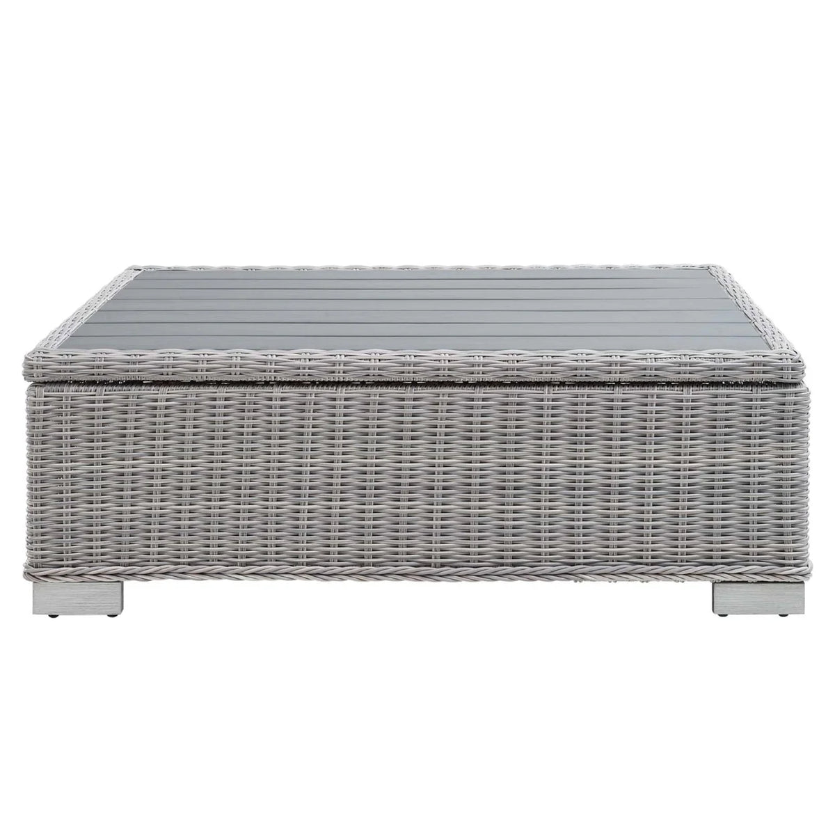 Modway Conway 45" Outdoor Patio Wicker Rattan Coffee Table in Light Gray