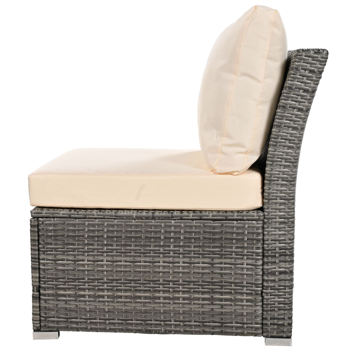 9 Pieces Outdoor Patio Furniture Set Outdoor Sectional Rattan Sofa Set Manual Wicker Patio Conversation Set with Ottomans, Solid Wood Coffee Table for Yard Deck Porch(Grey)