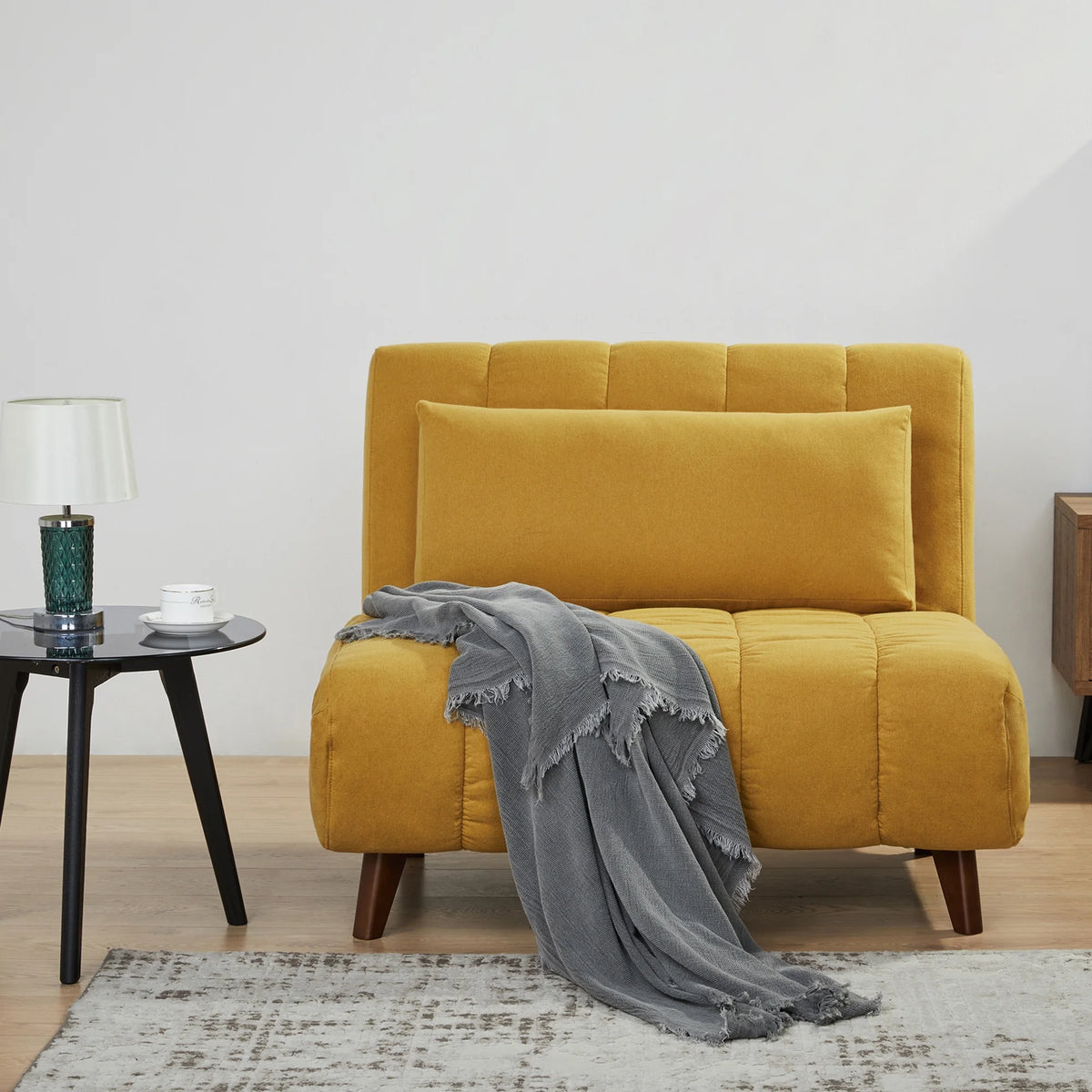 A&D Home Springfield Polyester Convertible Futon Chair, Yellow