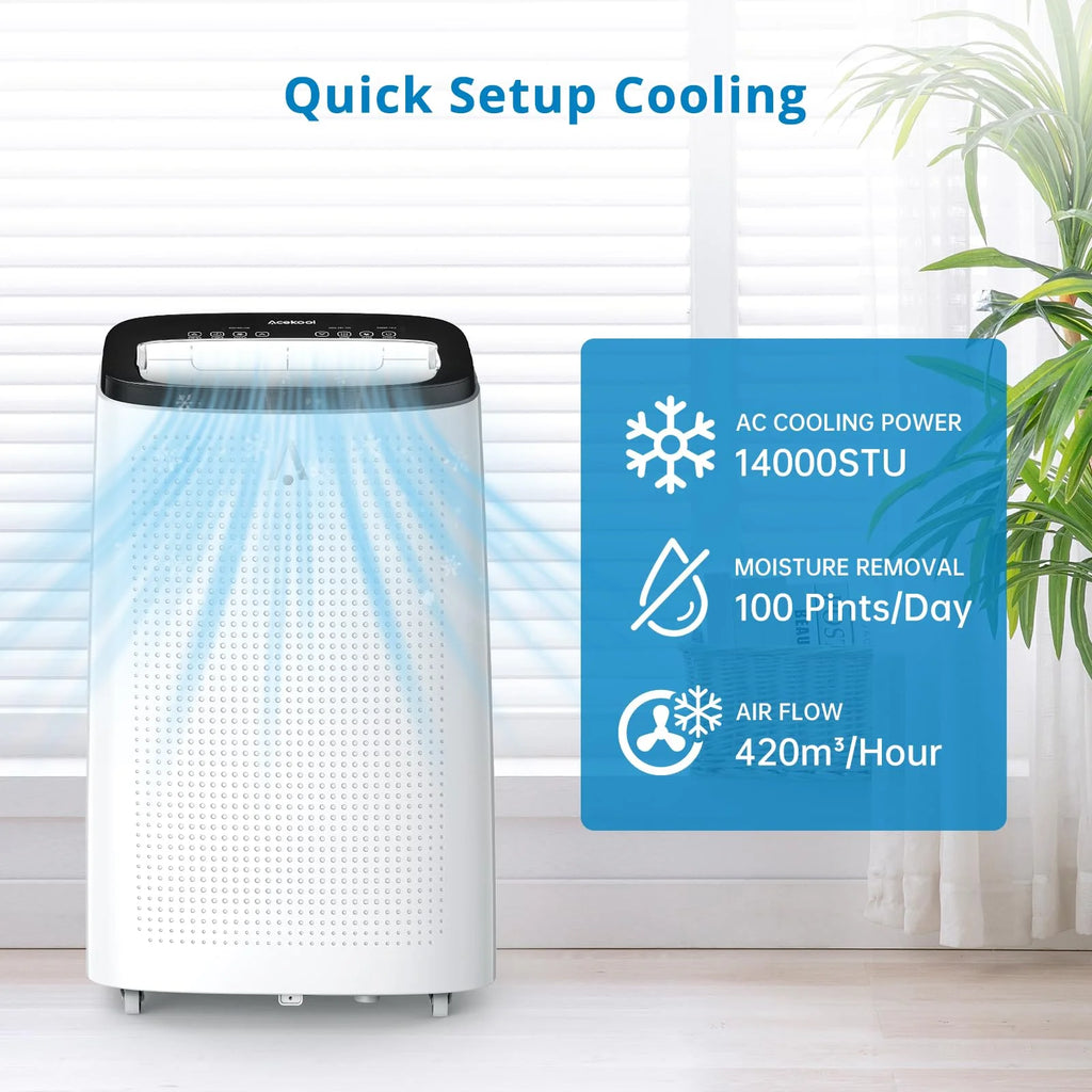 Danolapsi 14,000 BTU Portable Air Conditioners, 3-in-1 Free Standing Cooling AC Unit for Room up to 700 Sq. Ft, Compact AC Unit Air Cooler w/Fan & Dry Function, LED Display Air Conditioners with timer
