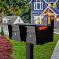 Mail Manager X2 Locking Mailbox Combo Kit with In-Ground Post, Black, 2 Compartment High Security Cluster