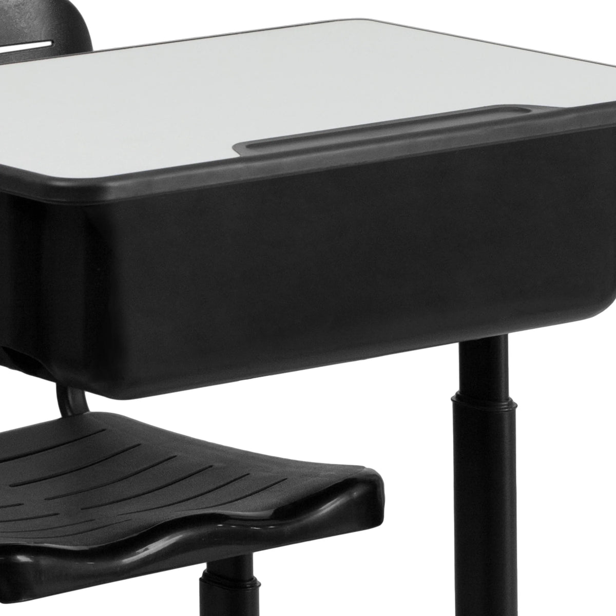 Flash Furniture Adjustable Height Classroom Student Desk with Chair and Book Box, Gray/Black