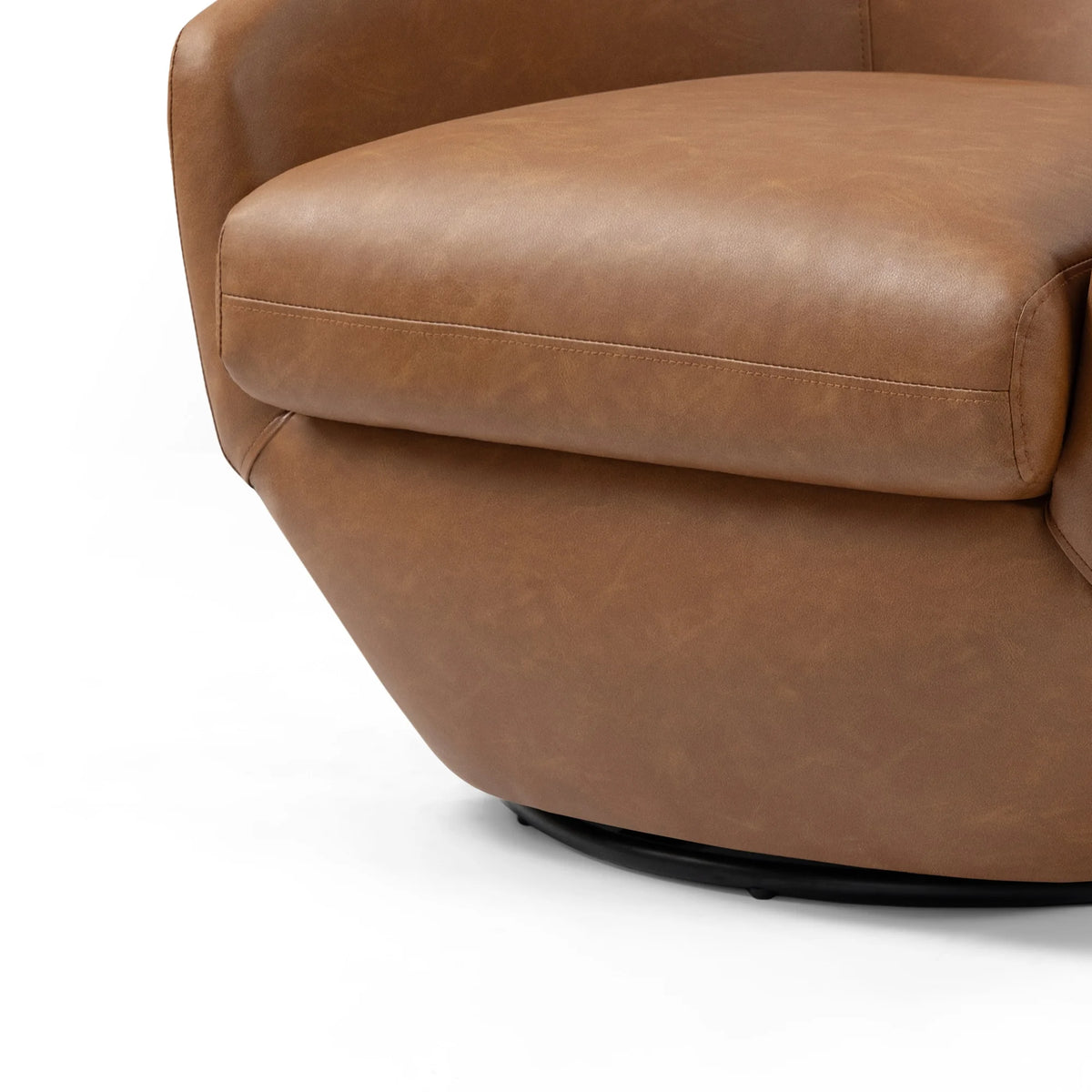 DREAMSIDEA Faux Leather Swivel Accent Chair Sets of 2 360 Swivel Barrel Chair,Swivel Club Sofa for Living Room, Bedroom, Office,Brown