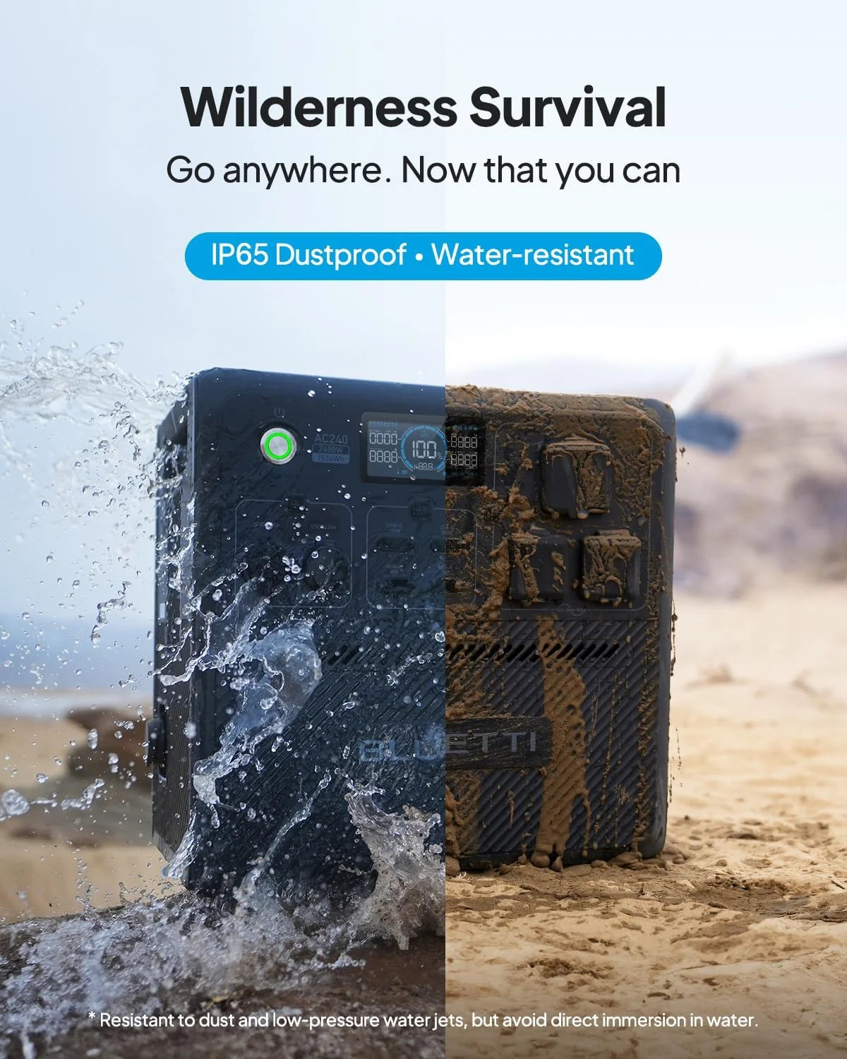 Restored BLUETTI AC240 Solar Generator, 1536Wh/2400W Solar Generator, Expandable to 10136Wh, IP65 Water Resistant LiFePO4 Battery Backup, Emergency Power for Camping, Home Use,Refurbished