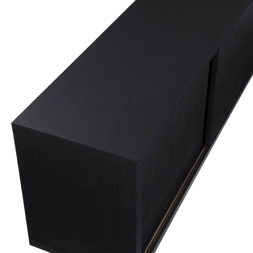 Beautiful Fluted TV Stand for TVs up to 70 by Drew Barrymore, Rich Black Finish