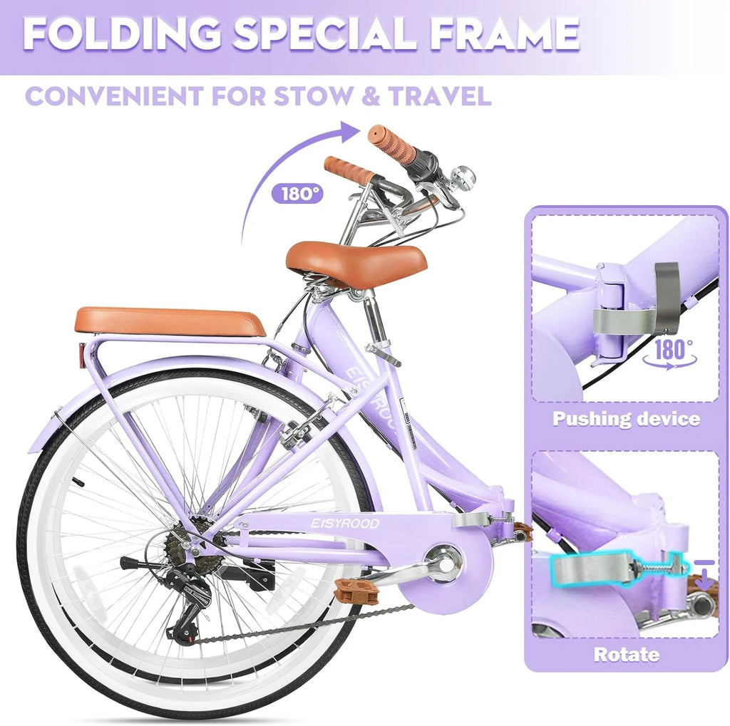 Gaonala 26 inch Womens 7-Speed Pink Cruiser bicycles a versatile family bike and womens beach bikes for urban commutes and leisure