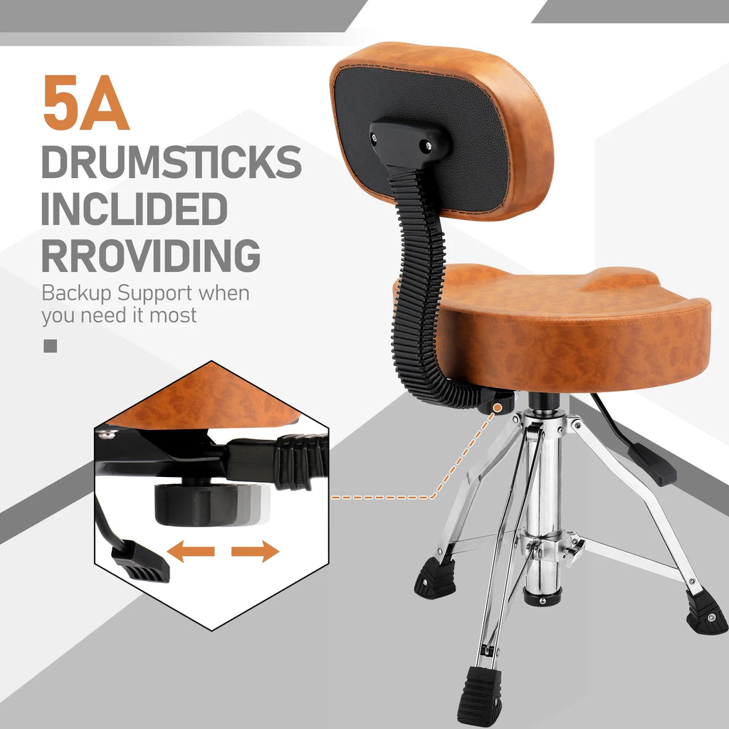 Ktaxon Adjustable Drum Throne with Backrest, 360 Rotating Hydraulic Seat, Thick Cushion for Home, Classroom, and Concert Use, Black