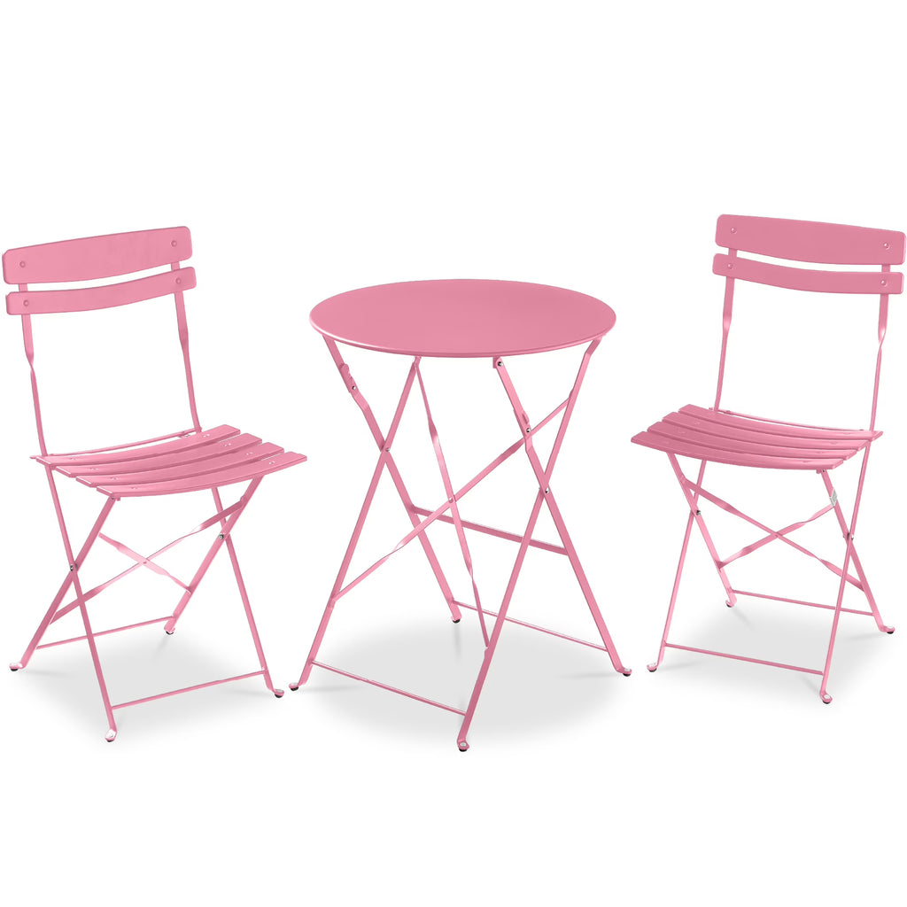 Best Choice Products 3-Piece Small Bistro Set, Folding Patio Furniture Set of 2 Chairs and Table - Black