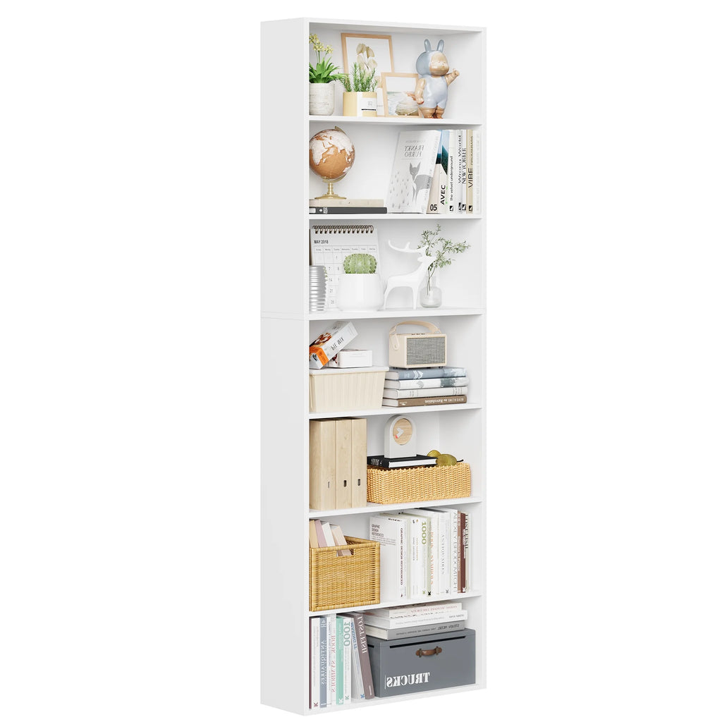 Homfa 82" Tall Bookcases, Freestanding Display Storage Shelves, 7-Tier Open Bookshelf for Home Office Living Room Bedroom, White