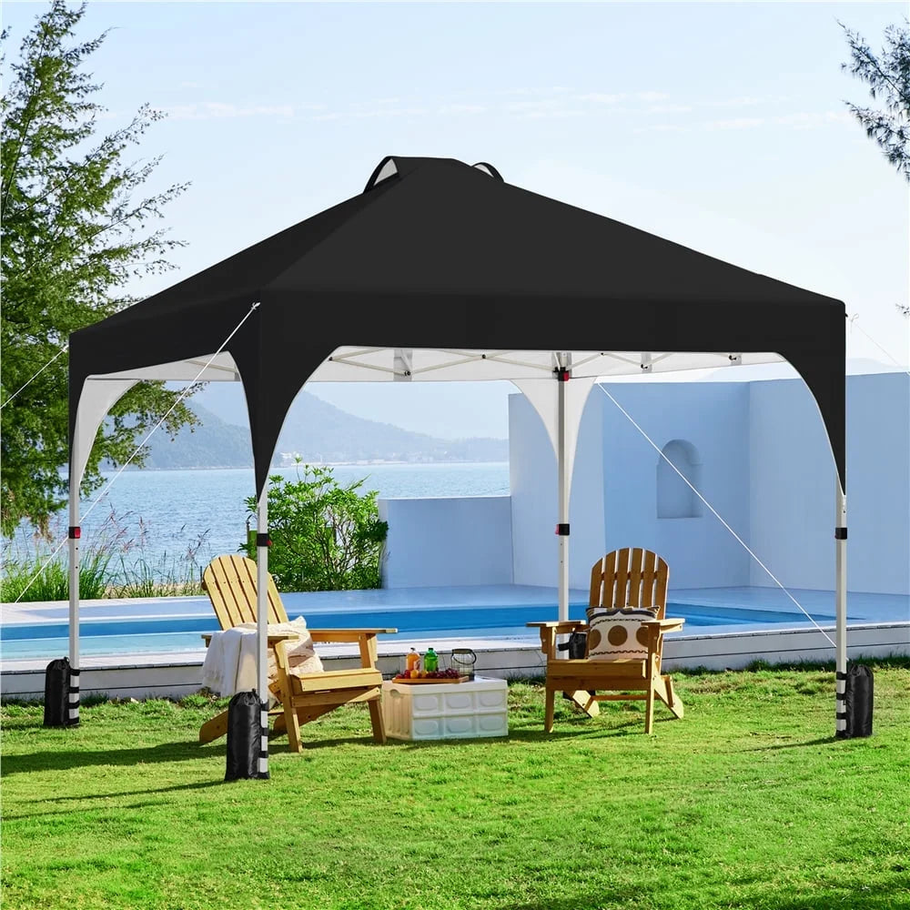 Topeakmart 8x8ft Pop Up Canopy Tent with Adjustable Height and Roller Bag, White
