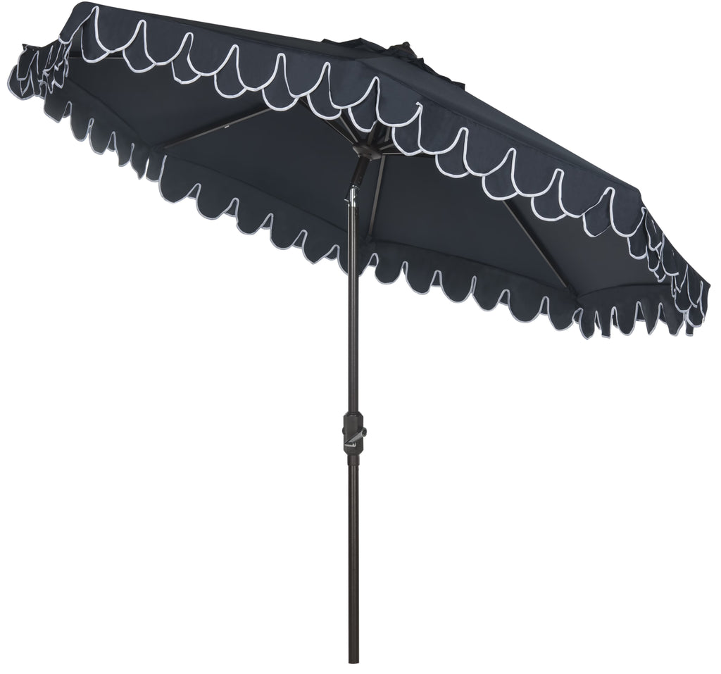 SAFAVIEH Outdoor Collection Elegant Valance 9-Foot Tilt Umbrella Navy / White