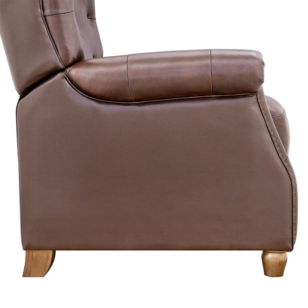 Pioneer Woman Harper Pushback Leather Recliner, Whiskey & Faux Cowhide Upholstery