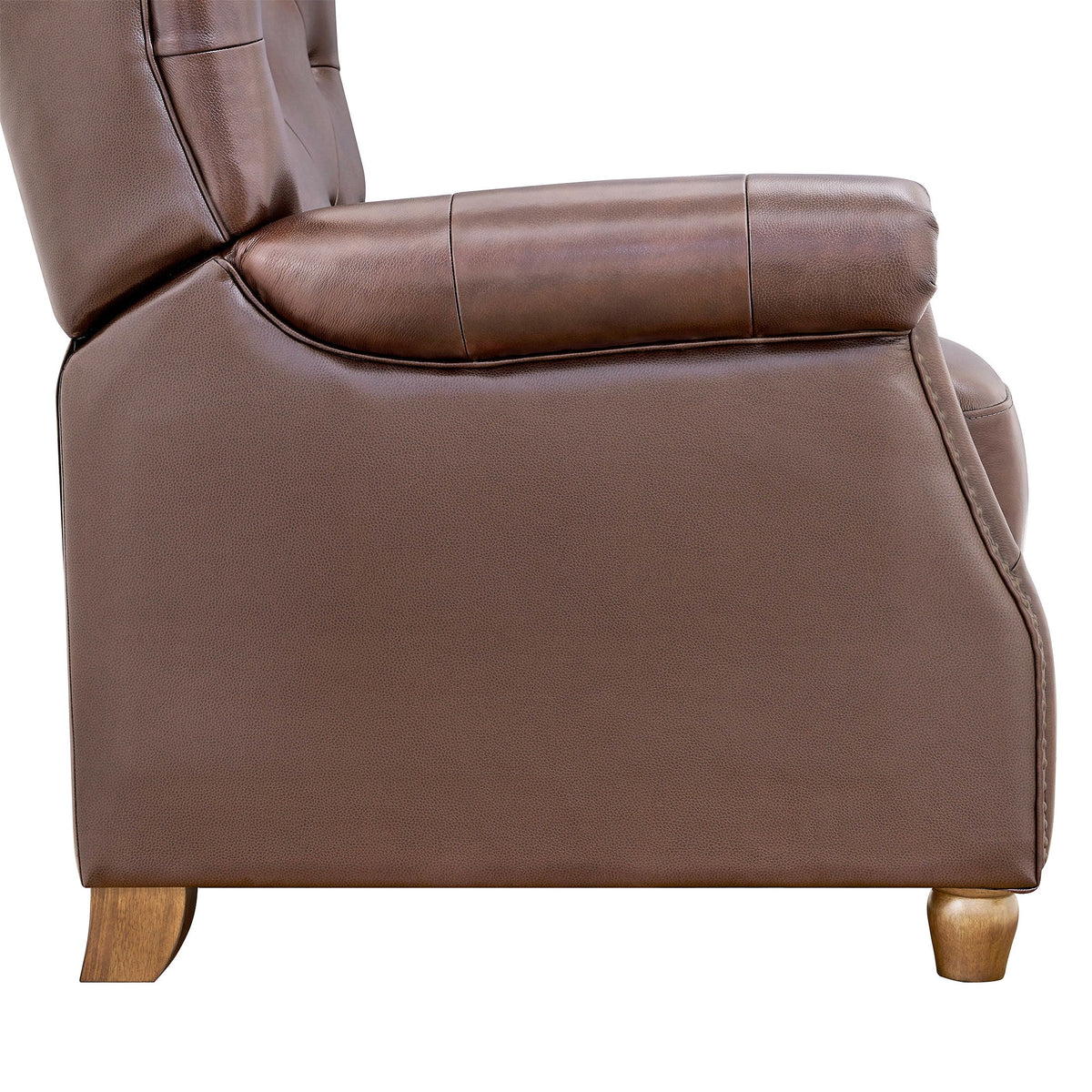 Pioneer Woman Harper Pushback Leather Recliner, Whiskey & Faux Cowhide Upholstery