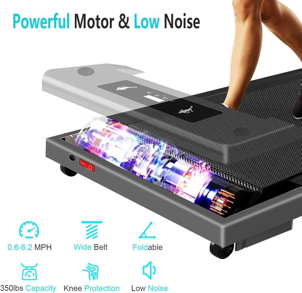 2 in 1 Walking Pad Treadmill, Foldable Treadmills with Handle Bar, 2.5HP Portable Folding Treadmill with Remote Control, Under Desk Treadmill for Home Office, 300lbs, Black