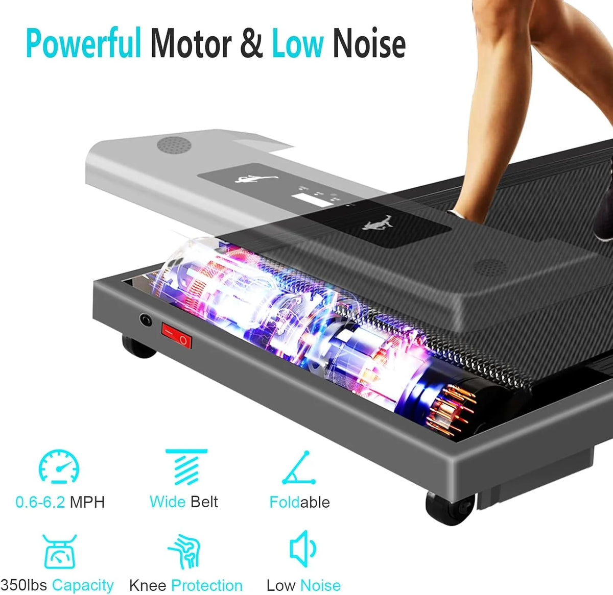 2 in 1 Walking Pad Treadmill, Foldable Treadmills with Handle Bar, 2.5HP Portable Folding Treadmill with Remote Control, Under Desk Treadmill for Home Office, 300lbs, Black