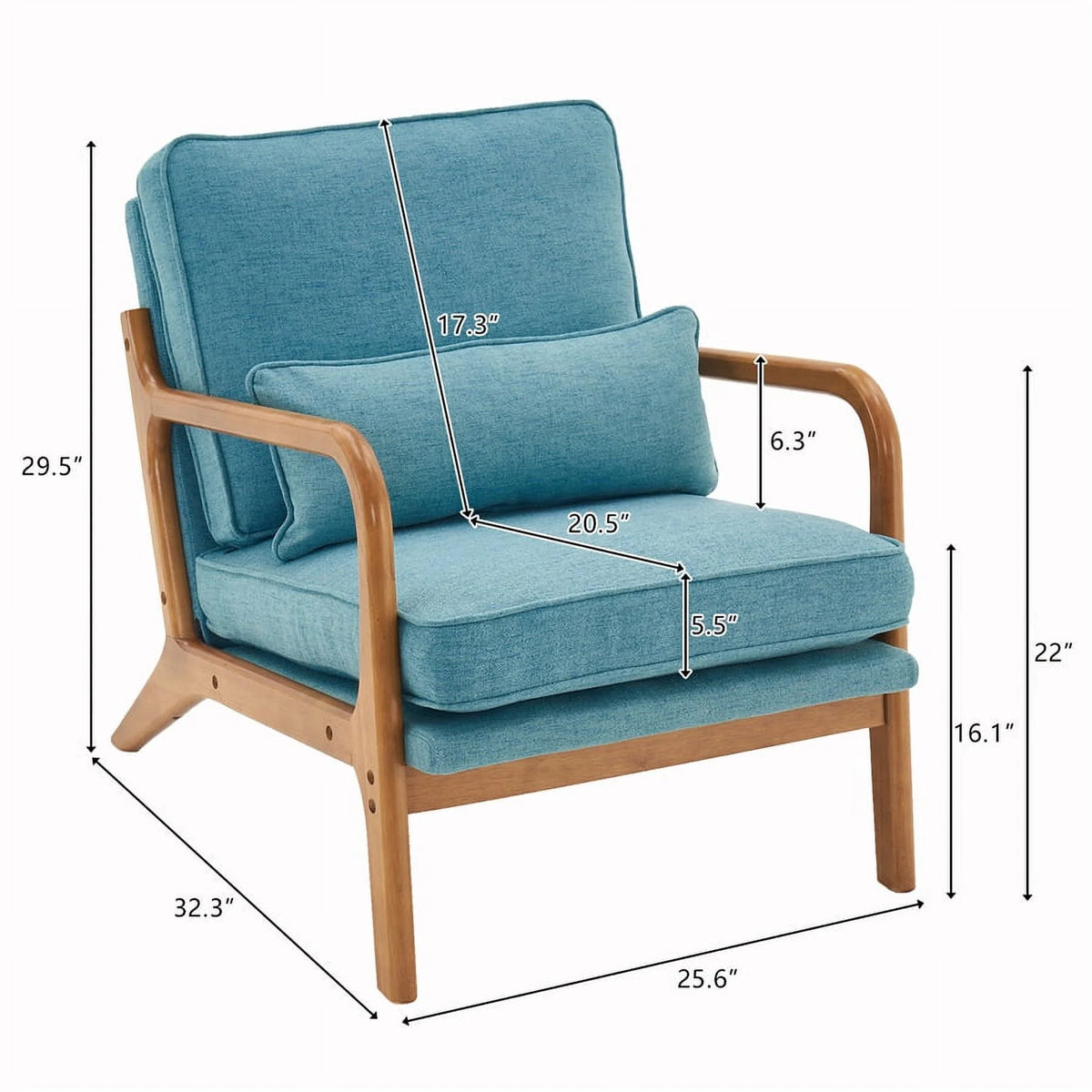 Modern Accent Chair, Upholstered Armchair with Wood Frame, Bronzing Cloth Single Sofa Chair with Lumbar Pillow for Living Room Bedroom Apartment, Orange