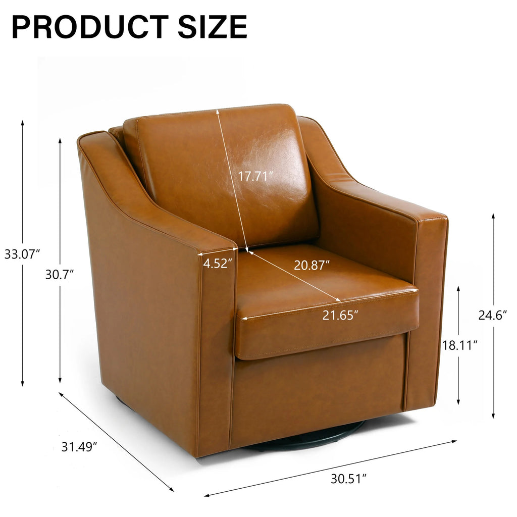 Swivel Accent Chair for Living Room, Modern Upholstered Barrel Arm Chair with Plump Back Pillow, Comfy Club Sofa Reading Chair for Adults (Chenille Navy, Set of 1)