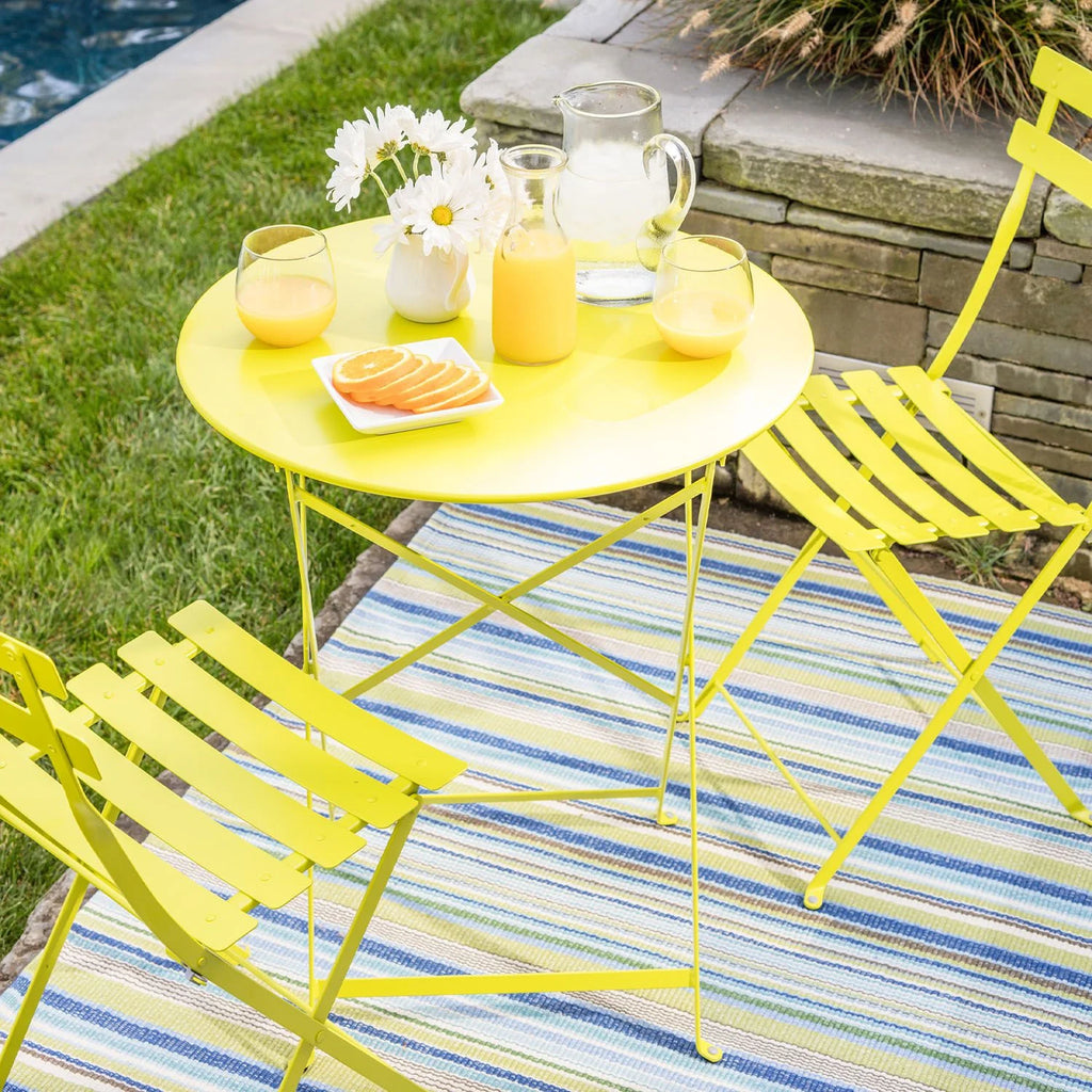 Alin 3 Piece Relaxing Outdoor Furniture Set 2 Handy Chairs With a Round Table - Yellow