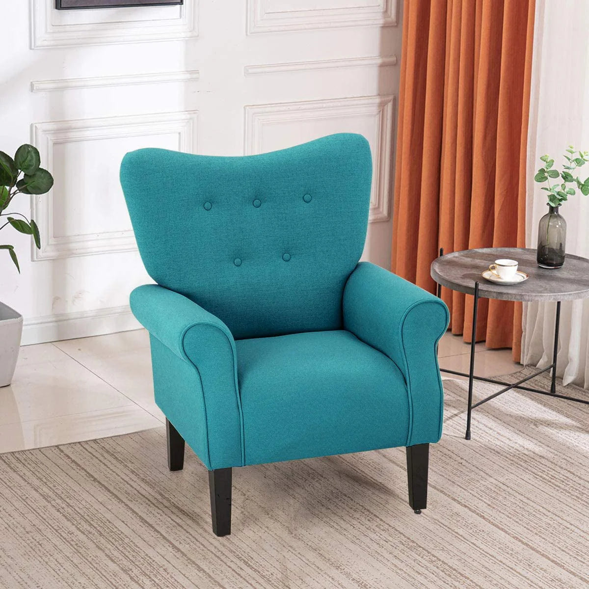 Richryce MidCentury Accent Chair with Arm ,High Back Armchair Beige,Beige