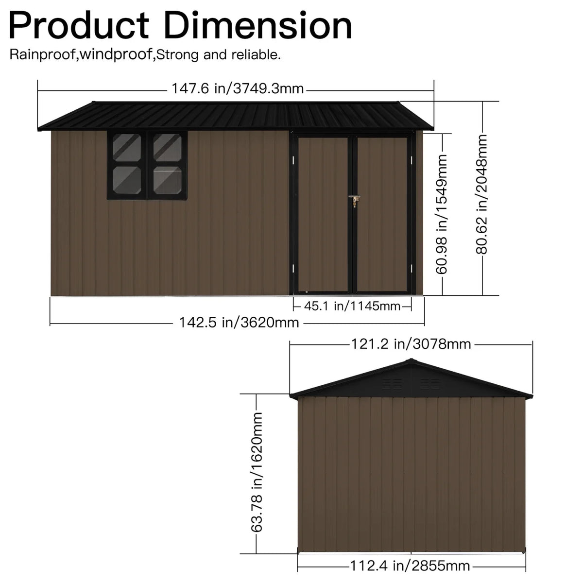 10x12 FT Outdoor Storage Shed, Metal Garden Tool Shed with Vents, Window and Bulit-in Hooks, Waterproof  Organization for Home/Backyard/Garden Tools/Lawn Storage, Yellow+White