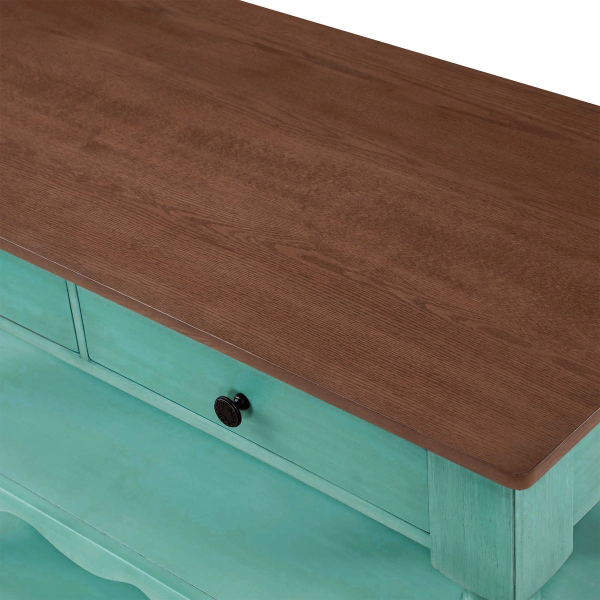 The Pioneer Woman Kitchen Island Made With Solid Wood Frame, Teal