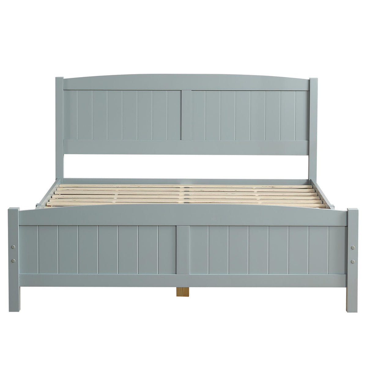 Ktaxon Deluxe Wood Platform Bed with Headboard, Teen Bed Gray,Twin