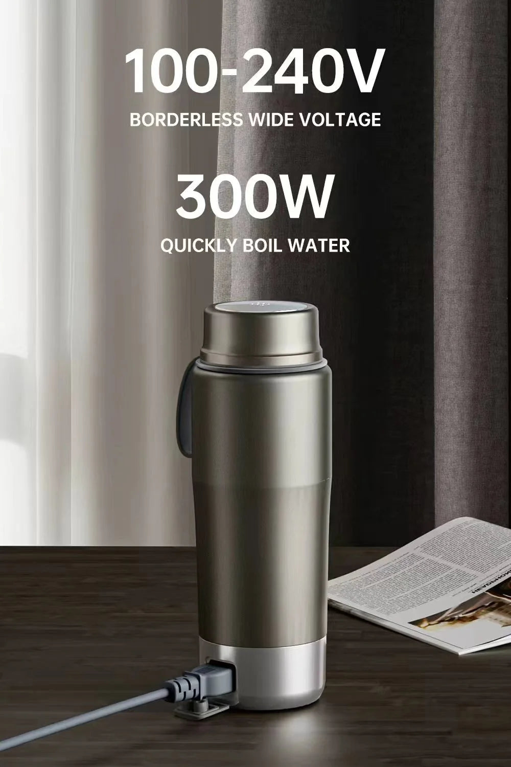 520ml Pure Titanium Portable Electric Kettle Travel Kettle Dual Voltage 100V-240V with Temperature Control, Lightweight, Leak-Proof, Fast Boil Mini Kettle for Travel, Office, Hotel, Camping