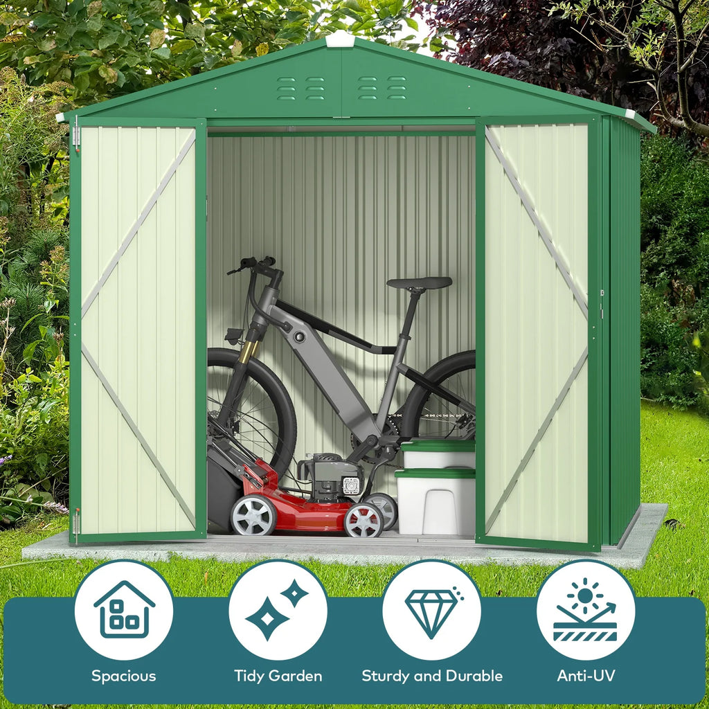 Lockable Lofka 6x4 ft Shed&Outdoor Storage Clearance  - All-Weather Resistant Garden Shed , Grey