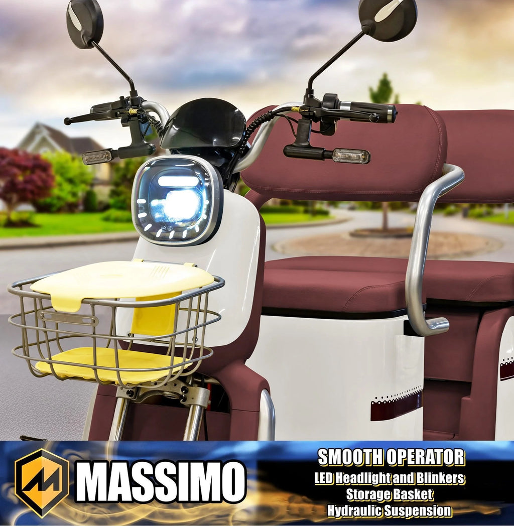 Massimo MGC E-Trike 3-Wheel Electric Cart 17 MPH, 2-Seater Adult Scooter Blue