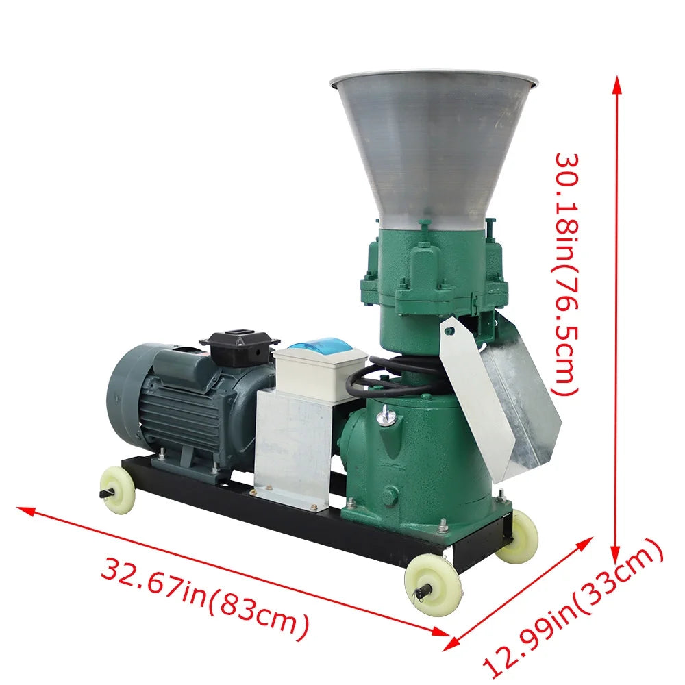 EQCOTWEA Animal Feed Pellet Mill Machine 8MM Pellet Fodder Press Pelletizer for Chicken 180-200KG/H 220V