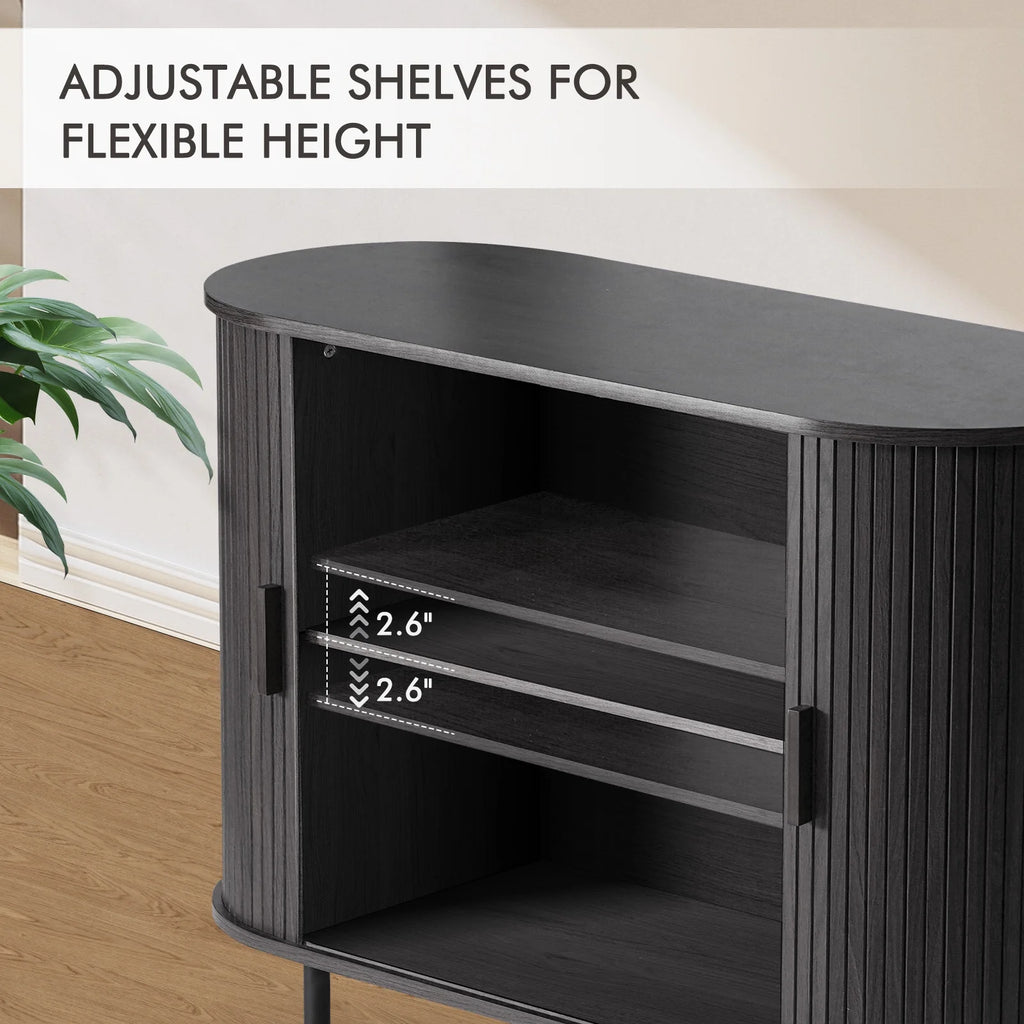 MARNUR Sideboard Buffet Cabinet 40" Storage Cabinet with 2 Sliding Tambour Doors, Adjustable Shelves for Kitchen, Living Room, Hallway, Entryway