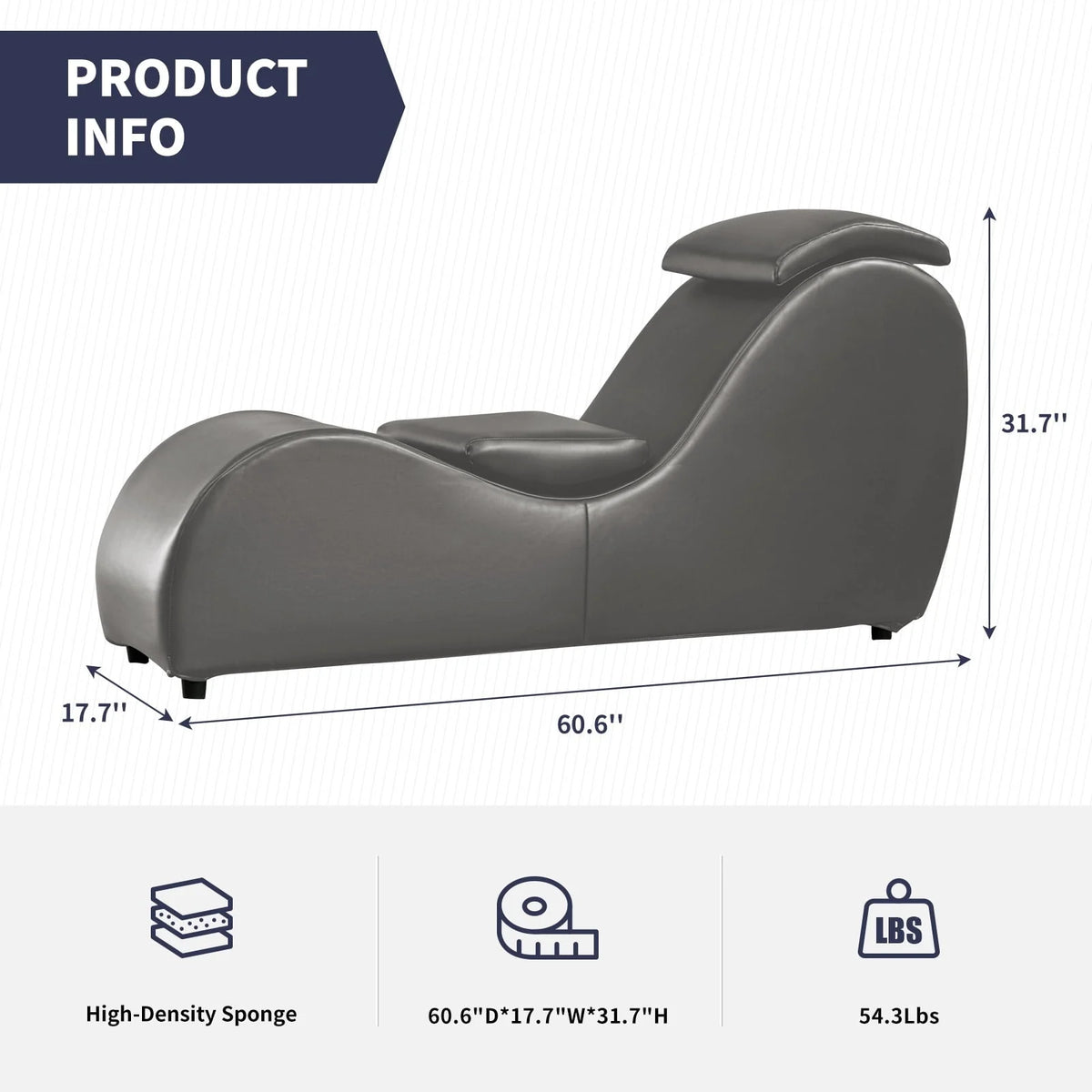 MUZZ Yoga Chair,Curved Yoga Chaise Lounge for Adults Stretching Exercising Relaxing,Chaise Lounge Chair with Adjustable Mats for Living Room Apartment Indoor(Dark Grey)