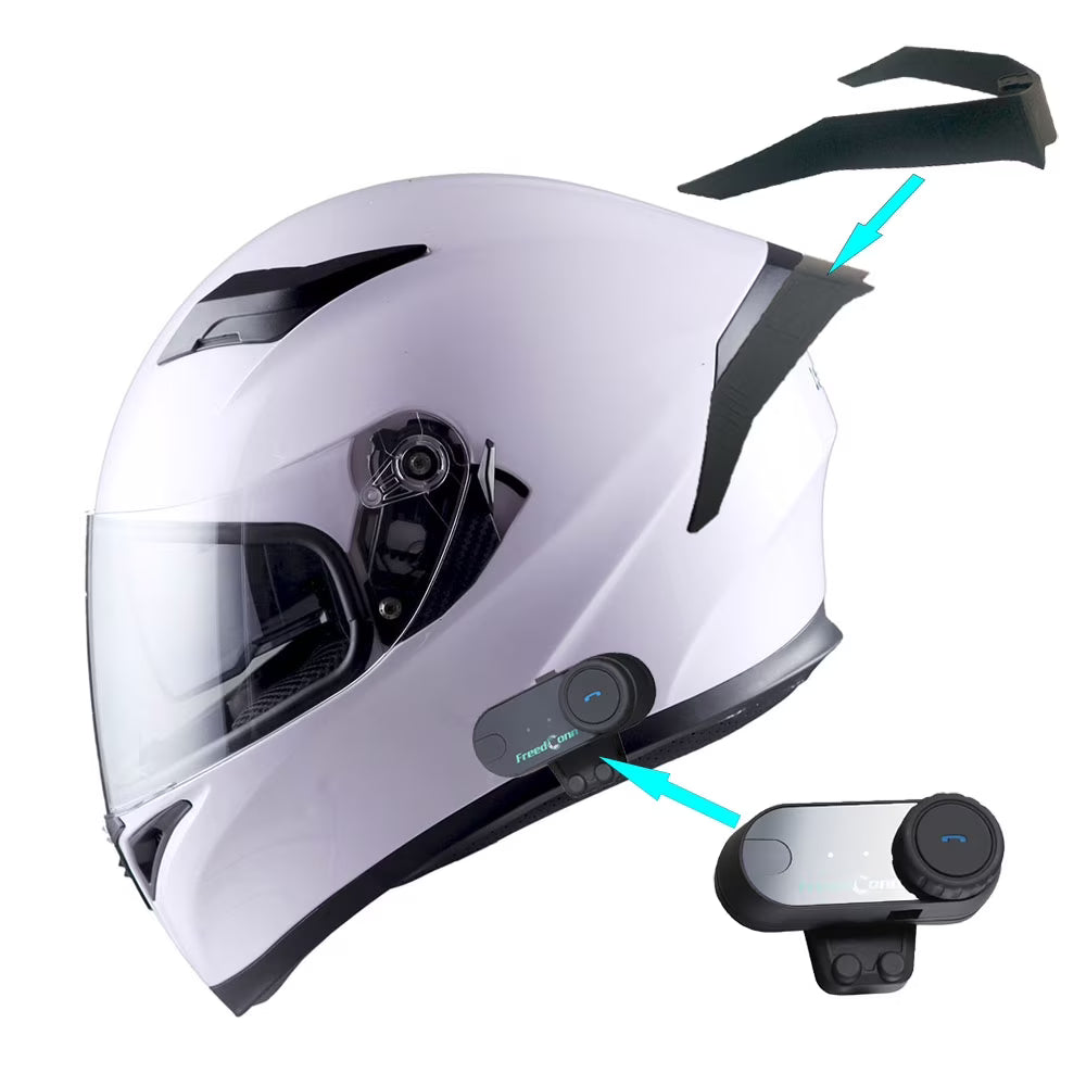 1Storm Motorcycle Modular Full Face Flip up Dual Visor Helmet + Spoiler + Motorcycle Bluetooth Headset: HJK316 Mechanic Red