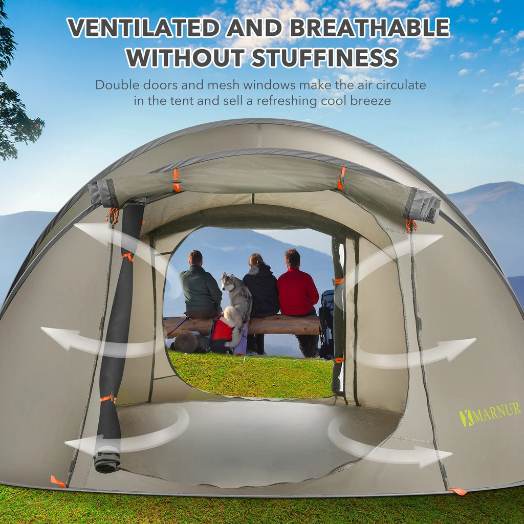 MARNUR Instant Tent 4-Person Camp Tent, Auto Setup Pop Up Tent, Pordable, Huge Door & Windows, Dark Blue